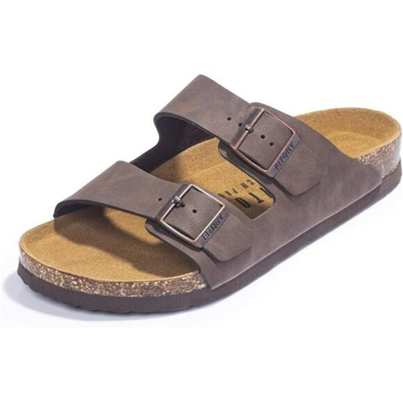 Mens Arch Support Slide Sandals Cork Footbed Adjustable Buckle Comfort Shoes - Picture 7 of 7